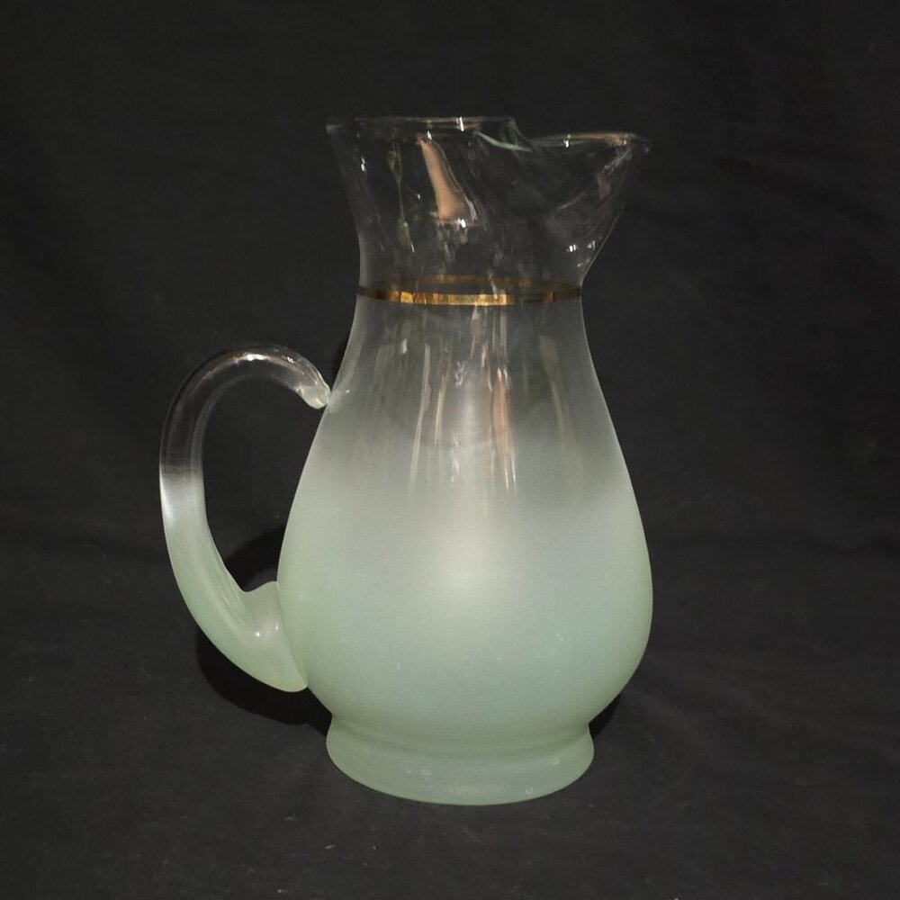 Vtg Blendo West Virginia Glass Specialty Pitcher - Sage Green